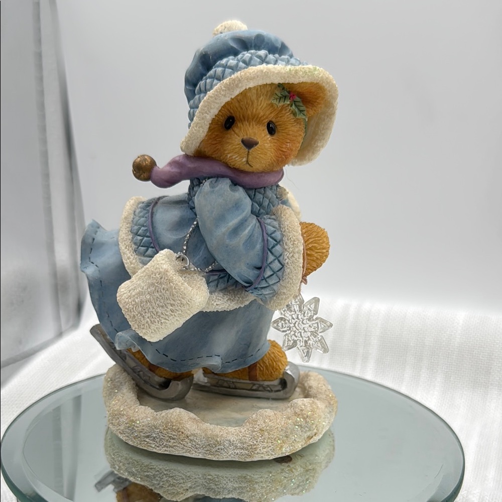 cherished teddies CANDACE Winter Bear Figurine 1997 skating on holiday joy